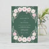 Bos Roze Bloem Eucalyptus Bruiloft Kaart (Staand voorkant)