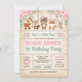 bos Roze Roses Wild Eén eerste verjaardag Kaart (Voorkant)