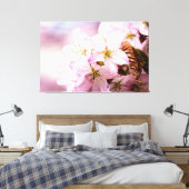 Bos roze Sakura tegen een roze achtergrond Canvas Afdruk (Insitu (Slaapkamer))