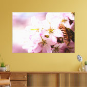 Bos roze Sakura tegen een roze achtergrond Canvas Afdruk (Insitu (Woonkamer))