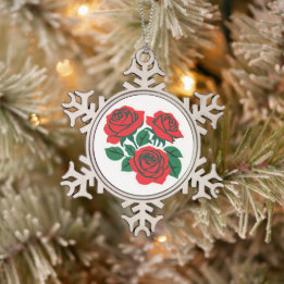 Bos rozen tin sneeuwvlok ornament