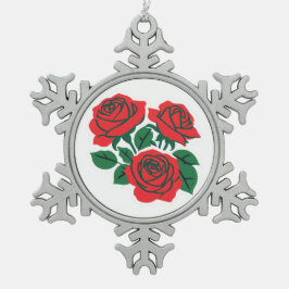 Bos rozen tin sneeuwvlok ornament