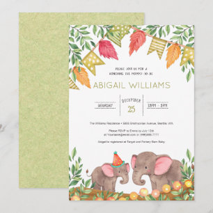 Bos Safari Olifant Baby Shower Uitnodiging