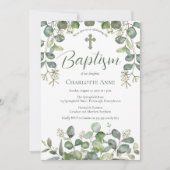 Bos | Salie Groene Gezaaide Eucalyptus Doop Kaart (Voorkant)