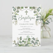 Bos | Salie Groene Gezaaide Eucalyptus Doop Kaart (Staand voorkant)