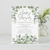 Bos | Saliegroen gezaaide Eucalyptus Baby Shower Kaart (Staand voorkant)