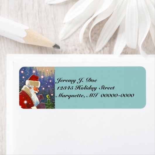 Bos Santa & Natuurlijke Boom Topper Chickade Etiket (Insitu)