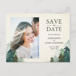 Bos Save the Date Briefkaart Winterdennenbomen