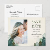 Bos Save the Date Briefkaart Winterdennenbomen (Voorkant / Achterkant)