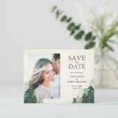 Bos Save the Date Briefkaart Winterdennenbomen (Staand voorkant)