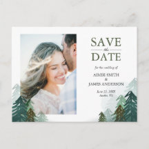 Bos Save the Date Briefkaart Winterdennenbomen