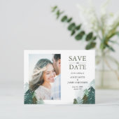 Bos Save the Date Briefkaart Winterdennenbomen (Staand voorkant)