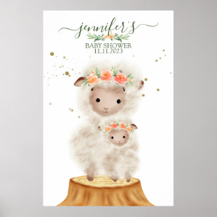 Bos schaap dier zachte baby met moeder poster