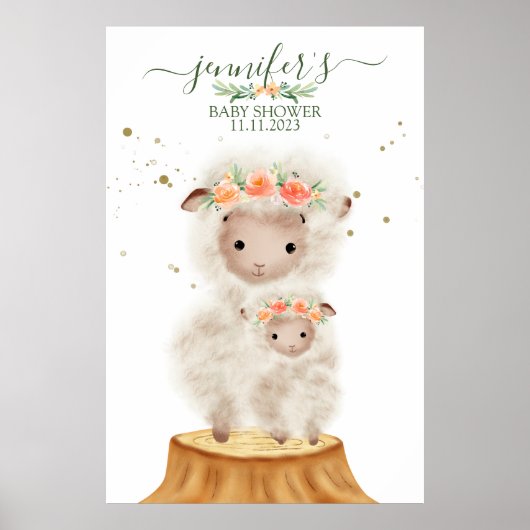 Bos schaap dier zachte baby met moeder poster (Voorkant)