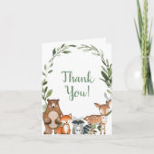 Bos schattig bos dieren vrienden groen bedankkaart (Voorkant)