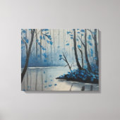 Bos Serenity Blue Forest Vijver Landschap Canvas Afdruk (Voorkant)
