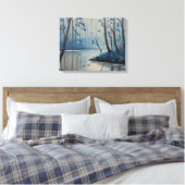 Bos Serenity Blue Forest Vijver Landschap Canvas Afdruk (Insitu (Slaapkamer))