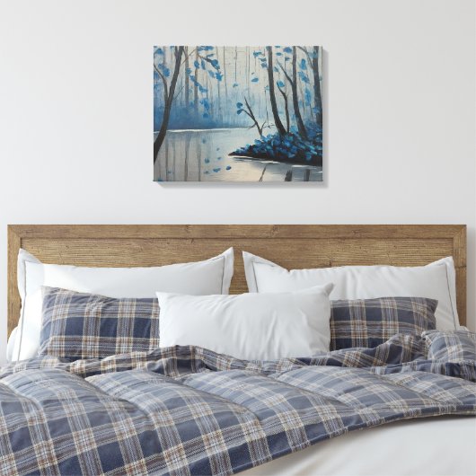 Bos Serenity Blue Forest Vijver Landschap Canvas Afdruk (Insitu (Slaapkamer))