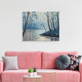 Bos Serenity Blue Forest Vijver Landschap Canvas Afdruk (Insitu (Woonkamer))