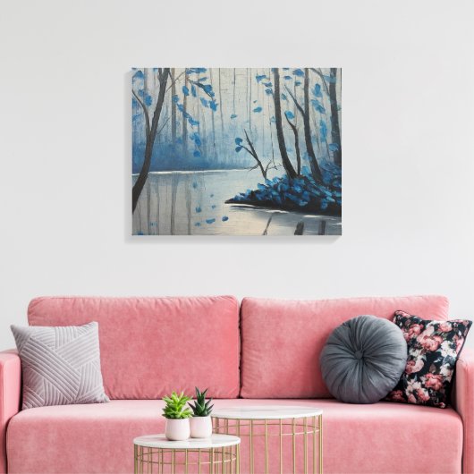 Bos Serenity Blue Forest Vijver Landschap Canvas Afdruk (Insitu (Woonkamer))