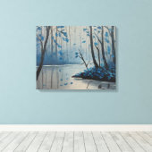 Bos Serenity Blue Forest Vijver Landschap Canvas Afdruk (Insitu (Houten vloer))