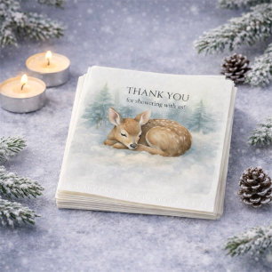 Bos Slaande Babyhert Winter Baby Shower Servet