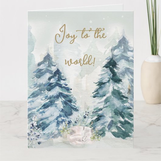 Bos Sneeuw Kerstbomen Kaart (Voorkant)