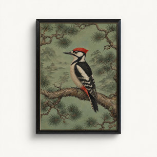 Bos Specht Pijnboom Chinoiserie Poster
