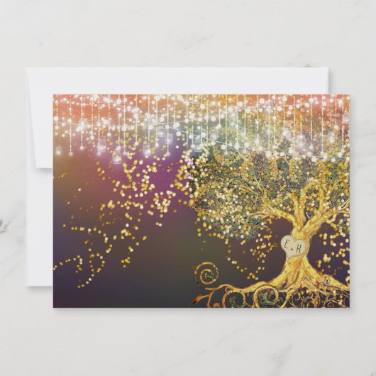 Bos Sprookje Paarse Gouden Bruiloft Save the Date Kaart (Achterkant)