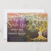 Bos Sprookje Paarse Gouden Bruiloft Save the Date Kaart (Voorkant)