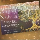 Bos Sprookje Paarse Gouden Bruiloft Save the Date Kaart