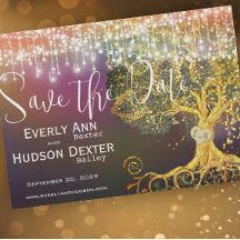 Bos Sprookje Paarse Gouden Bruiloft Save the Date