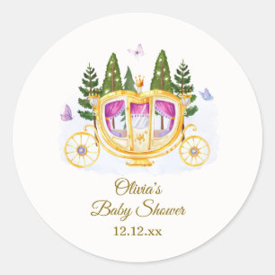 Bos Sprookjesachtige Prinses Koets Baby Borrel Ronde Sticker