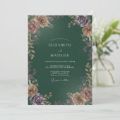 Bos Stof Mauve Ranunculus Eucalyptus Bruiloft Kaart (Staand voorkant)