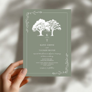 Bos String Licht Monogram Salie Groen Huwelijk Kaart