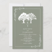 Bos String Licht Monogram Salie Groen Huwelijk Kaart (Voorkant)