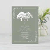 Bos String Licht Monogram Salie Groen Huwelijk Kaart (Staand voorkant)
