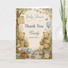 Bos Teddybeer Baby Shower Bedankkaart