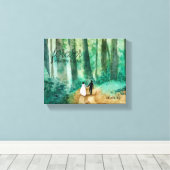 Bos thema bruiloften met waterverf bos canvas afdruk (Insitu (Houten vloer))