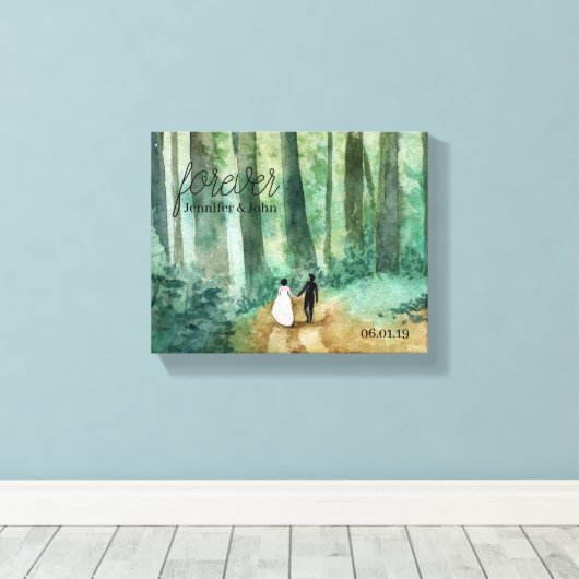 Bos thema bruiloften met waterverf bos canvas afdruk (Insitu (Houten vloer))