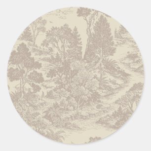Bos toile bosdieren vintage botanisch ronde sticker
