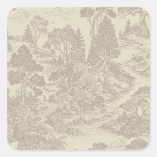 Bos toile bosdieren vintage botanisch vierkante sticker