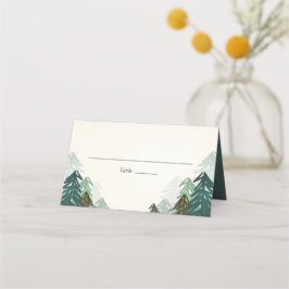 Bos Trouwplaats Kaart Rustieke Pine Evergreen Plaatskaartje