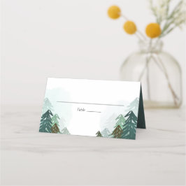 Bos Trouwplaats Kaart Rustieke Pine Evergreen Plaatskaartje