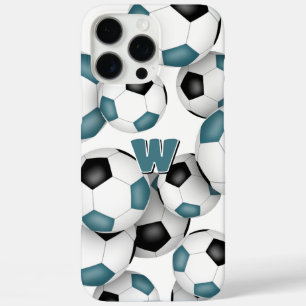 bos van blauwgroen zwarte voetballen monogrammed iPhone 16 pro max hoesje