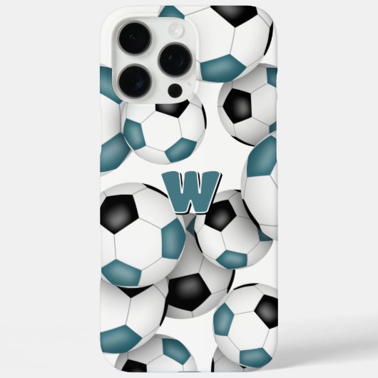bos van blauwgroen zwarte voetballen monogrammed Case-Mate iPhone case (Achterkant)