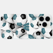 bos van blauwgroen zwarte voetballen monogrammed Case-Mate iPhone case (Achterkant (horizontaal))