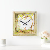 bos van houtlanddieren in een kastje vierkante klok (Huis)