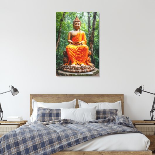Bos van kalmte: De heiligdom van de Boeddha Canvas Afdruk (Insitu (Slaapkamer))