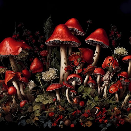 Bos van Rode Paddenstoel Découpage Papier